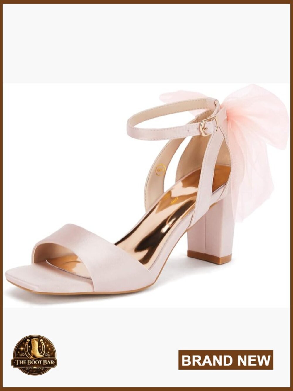 Women's Bow Tie Heeled Sandals Chunky Heels One Strap Satin Dress Wedding Shoes